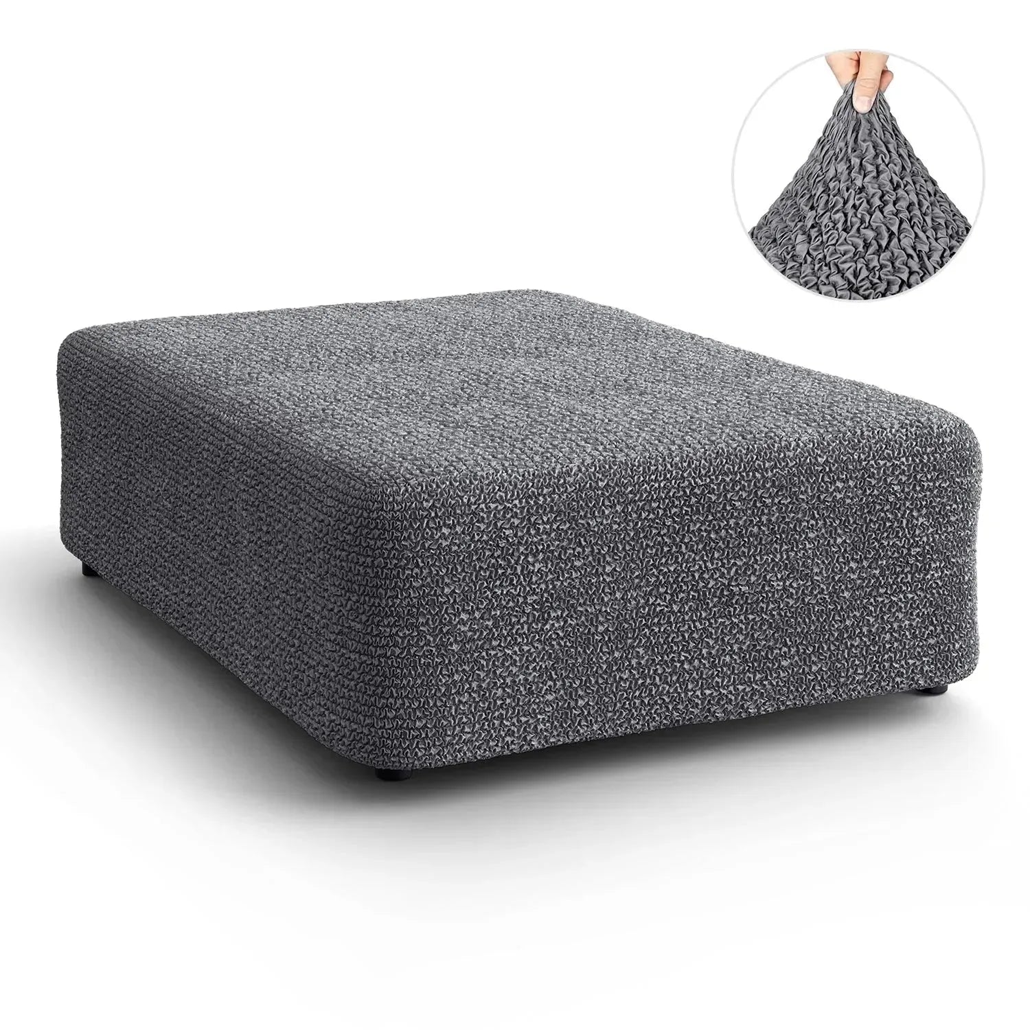 Dark Gray Microfibra Ottoman Slipcover