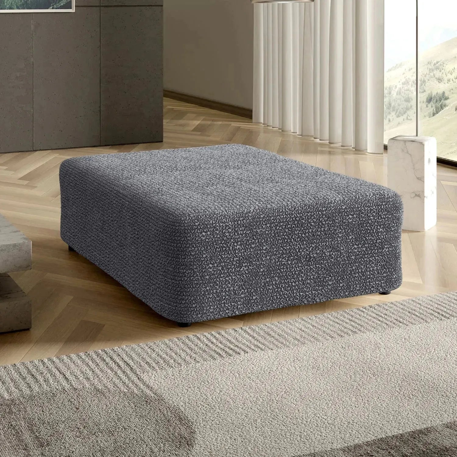 Dark Gray Microfibra Ottoman Slipcover