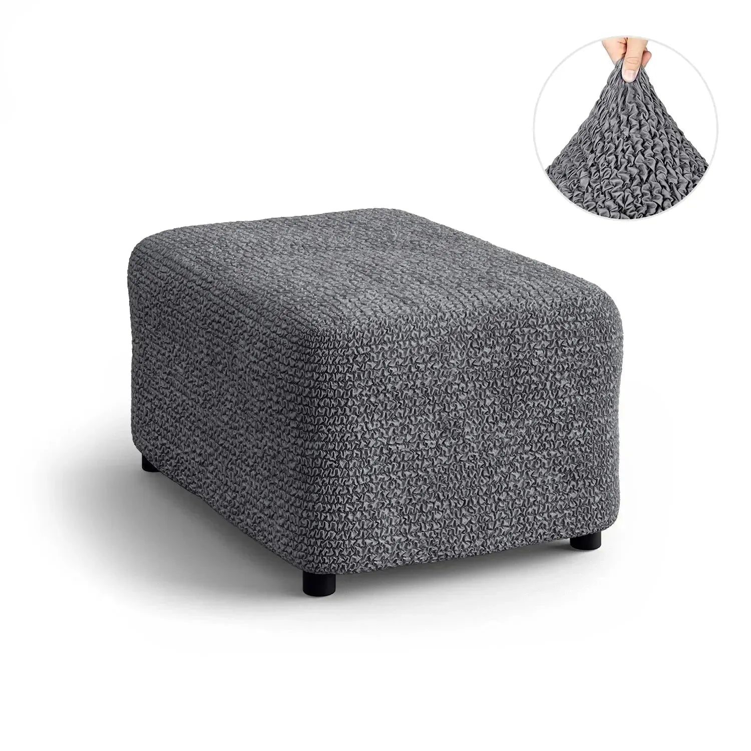 Dark Gray Microfibra Ottoman Slipcover