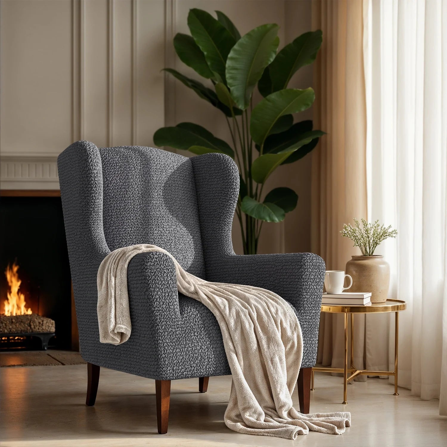 Dark Gray Microfibra Armchair Slipcover