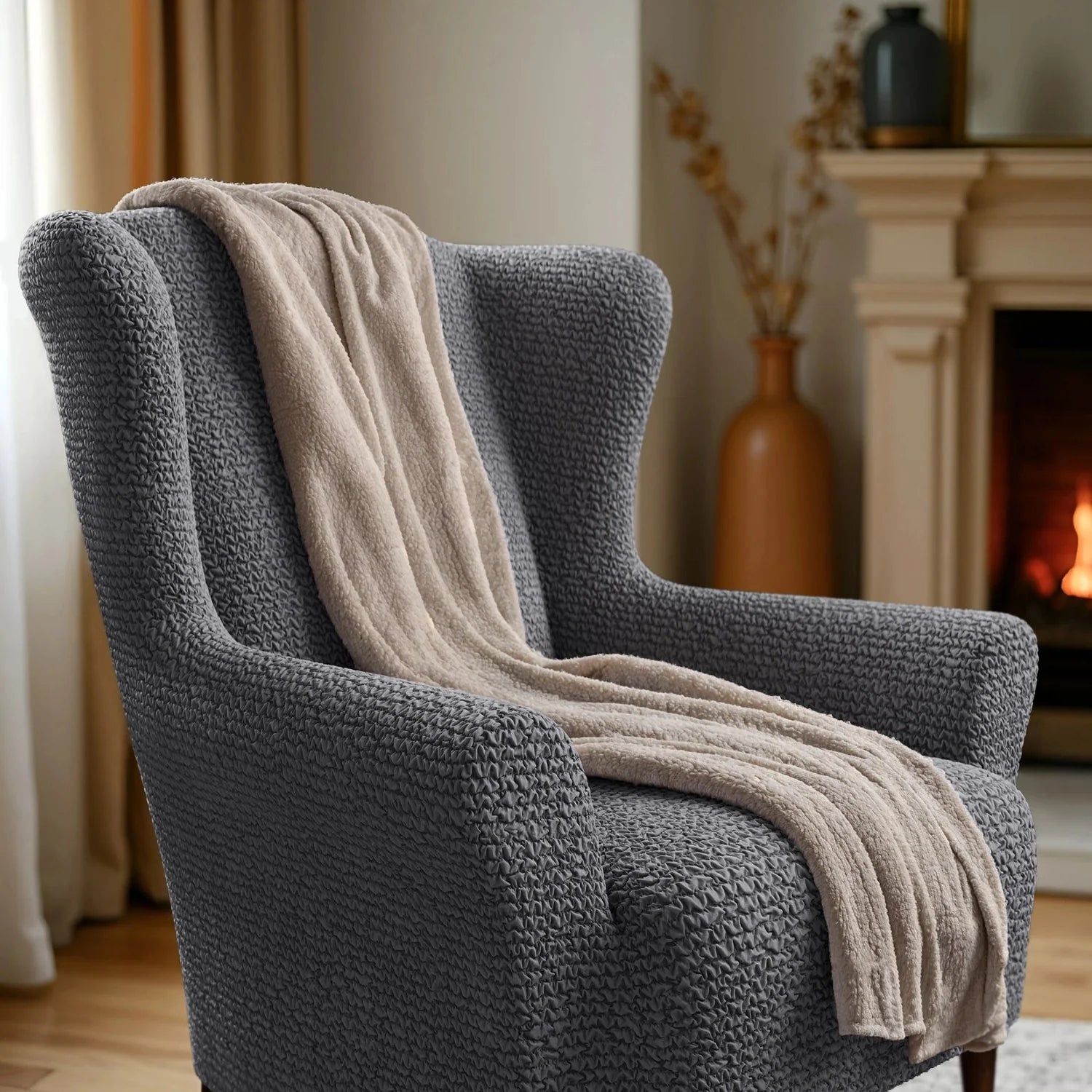 Dark Gray Microfibra Armchair Slipcover