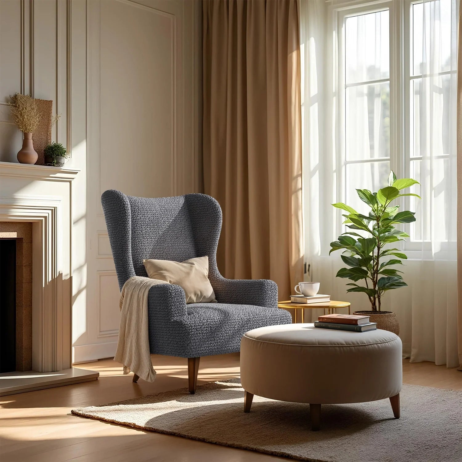 Dark Gray Microfibra Armchair Slipcover