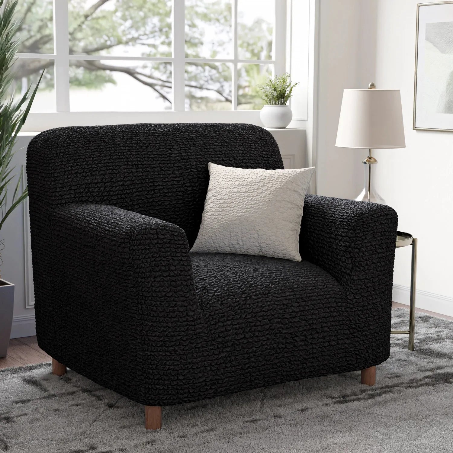 Black Microfibra Armchair Slipcover