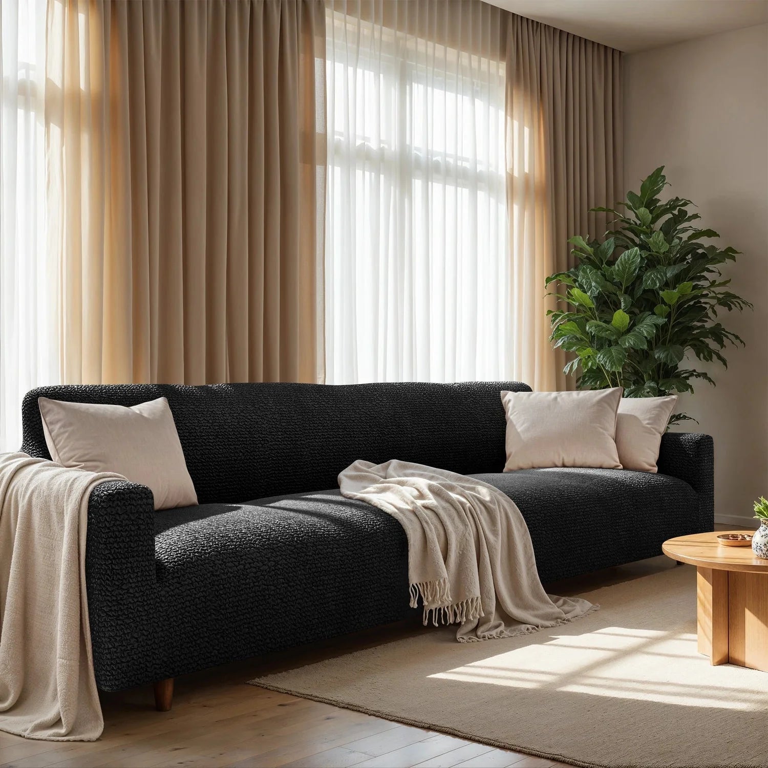 Black Microfibra Sofa Slipcover