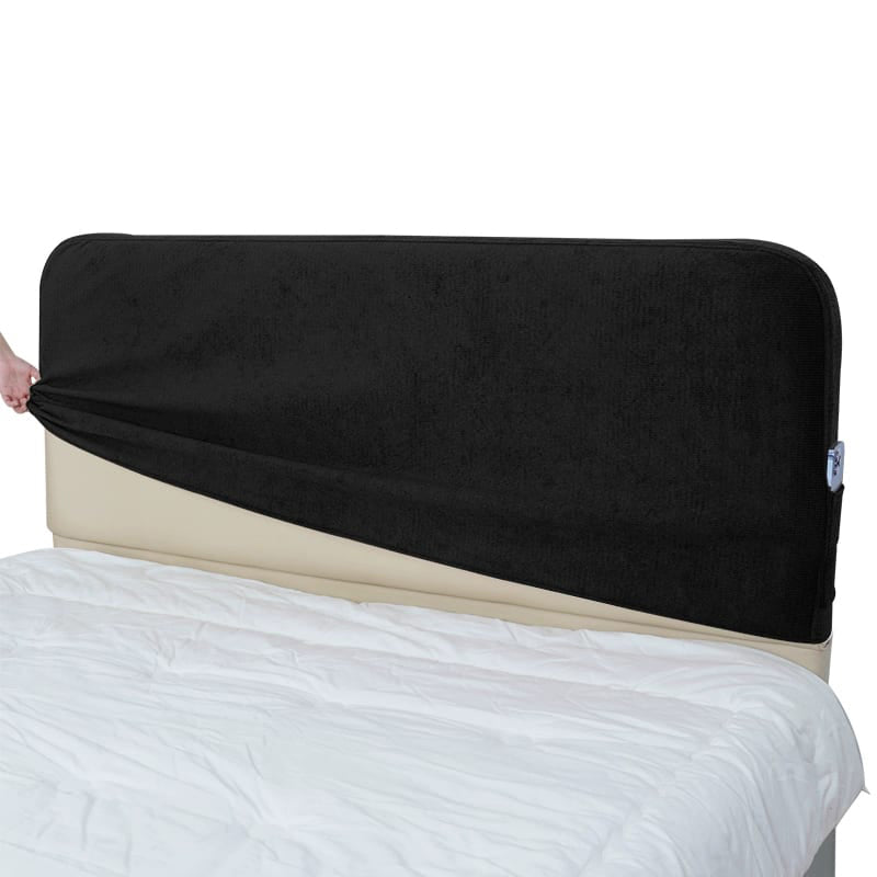 Bed Headboard Cover | Performance Antimicrobial Chenille - Obsidian Noir