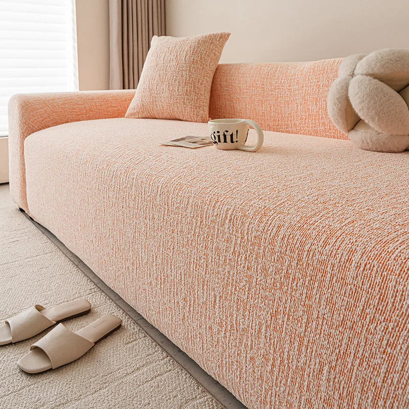 Chenille Solid Woven Stretch Sofa Cover - Burnt Orange