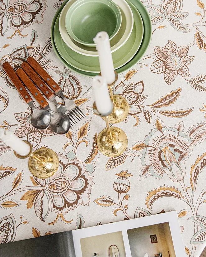Embroidered Table Cloth for Dining Table | YM·Camellia·French Retro
