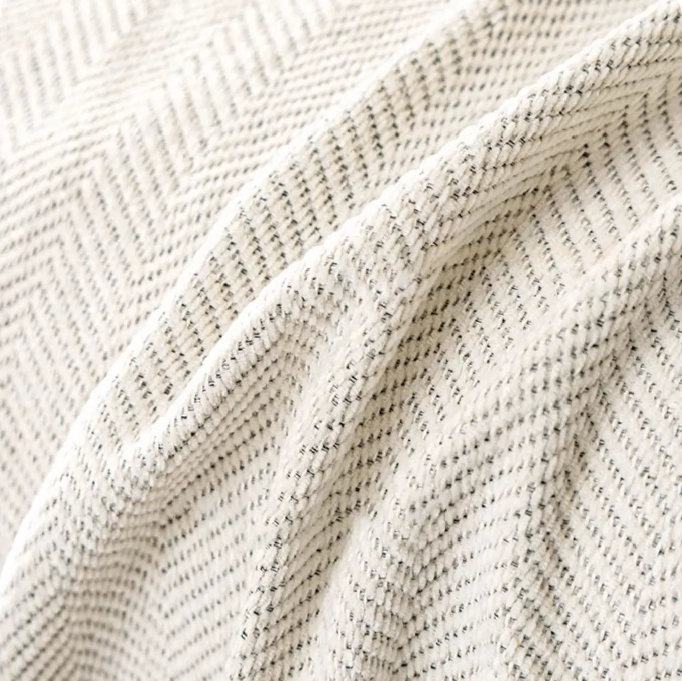 Chenille Solid Woven Stretch Sofa Blanket - Cream