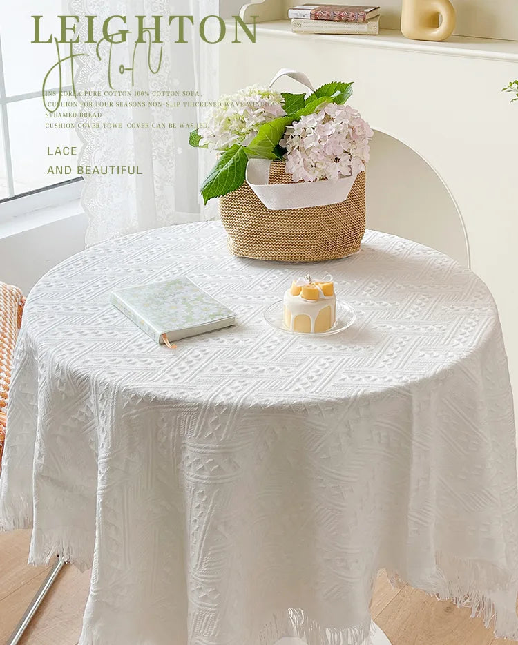 Embroidered Table Cloth for Dining Table | Lvsh·Waffle Classic·Ins