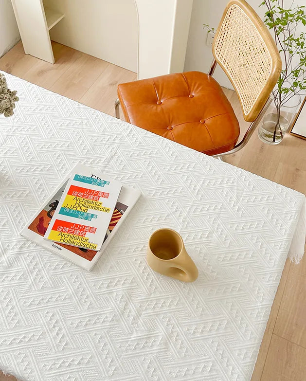Embroidered Table Cloth for Dining Table | Lvsh·Waffle Classic·Ins