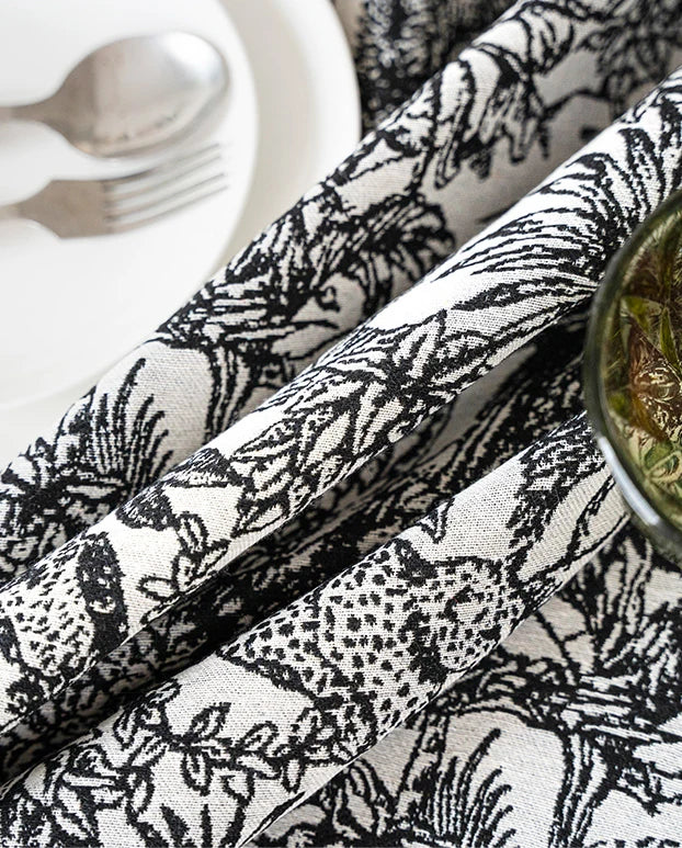 Embroidered Table Cloth for Dining Table | YM·Black Coconut Tree·Nordic