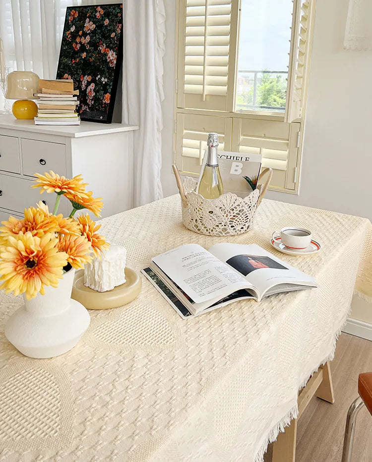 Mantel bordado para mesa de comedor | Lvsh· Tres en raya queso