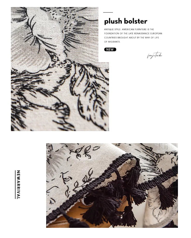 Embroidered Table Cloth for Dining Table | YM·Silky French Pastoral·Tassel