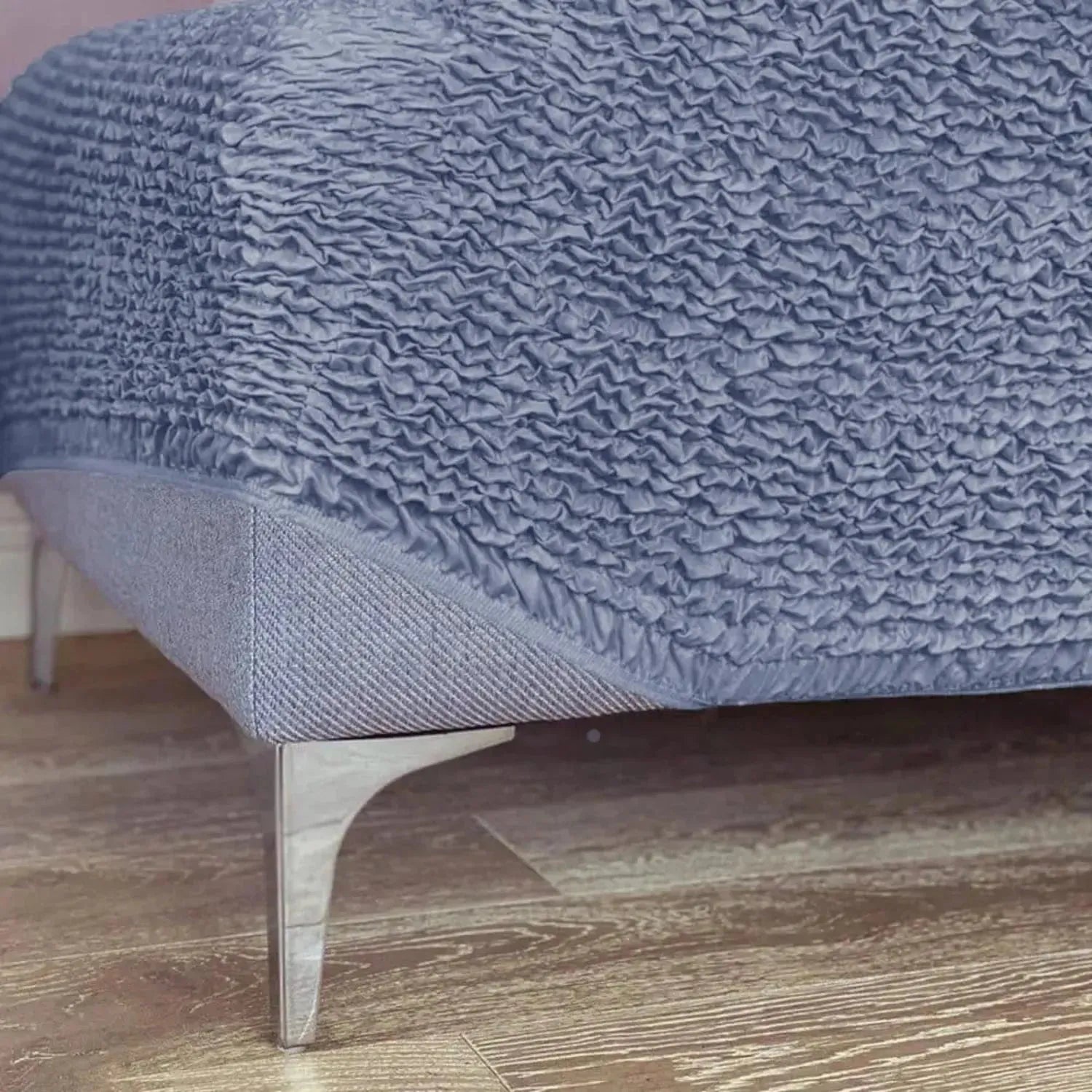 Blue Microfibra Ottoman Slipcover