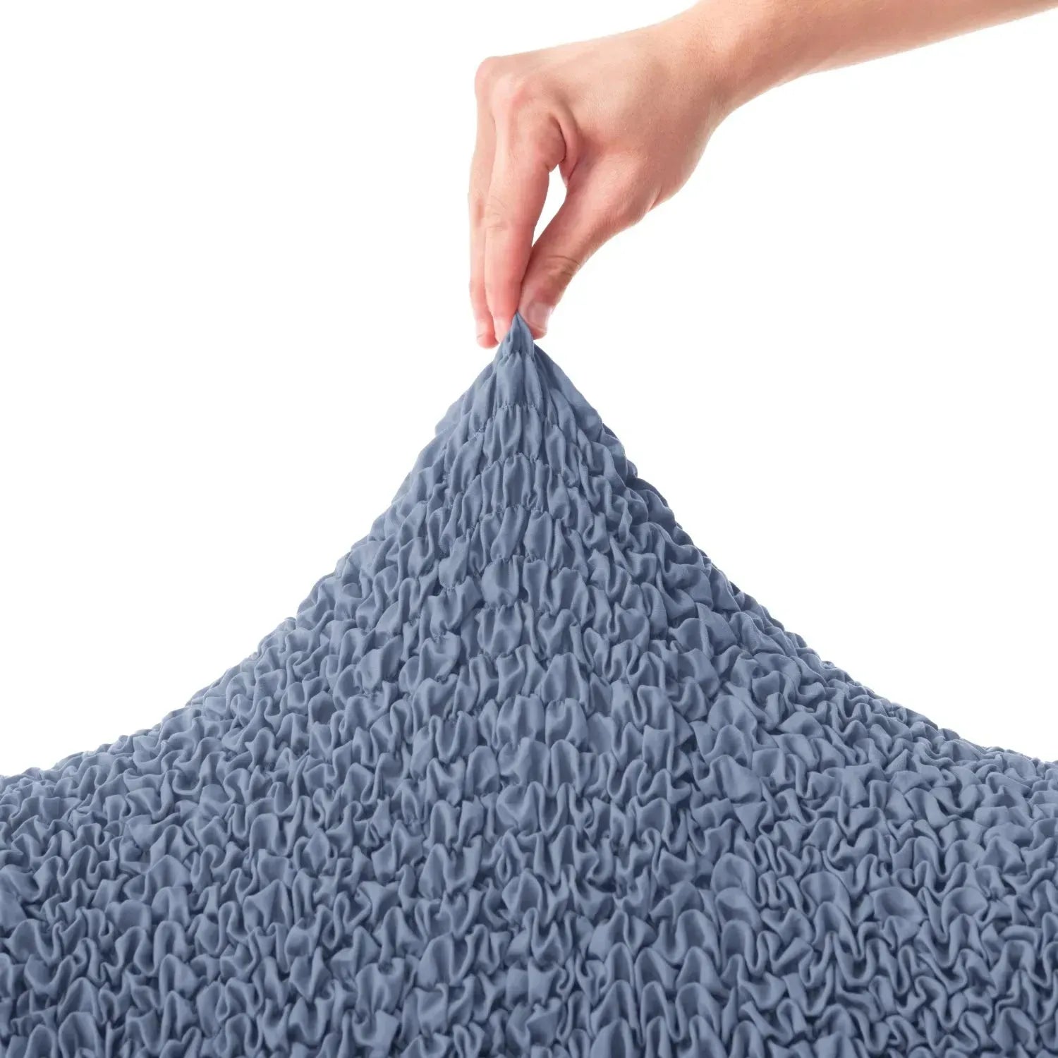 Blue sectional cover by Plume Bubble offering full coverage and smooth fit