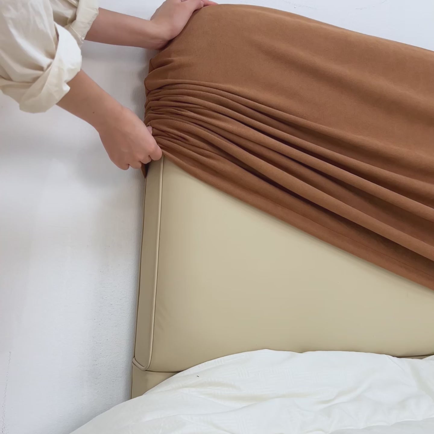 Bed Headboard Cover | Performance Antimicrobial Chenille - Spiced Chestnut