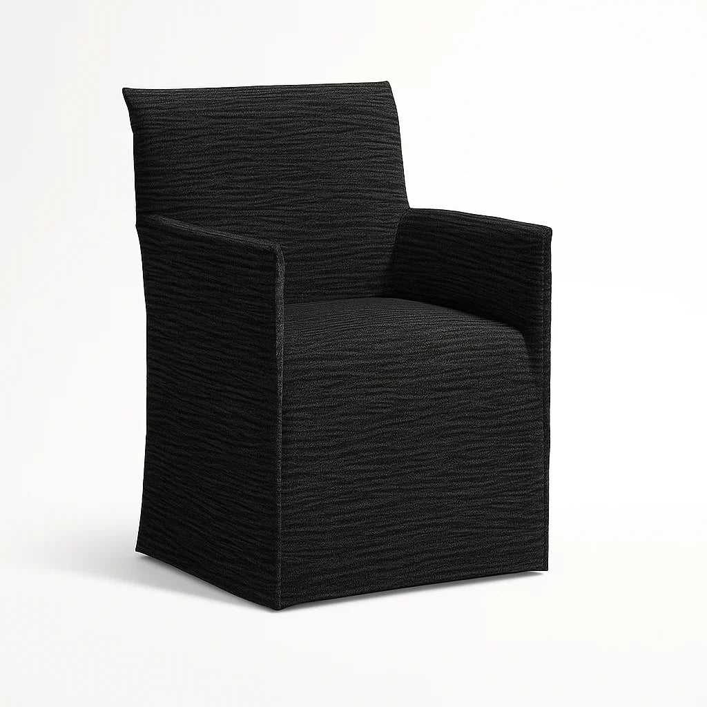 WX23006 Chenille Blossom Series | Long-Skirt Dining Chair with armrest Slipcover