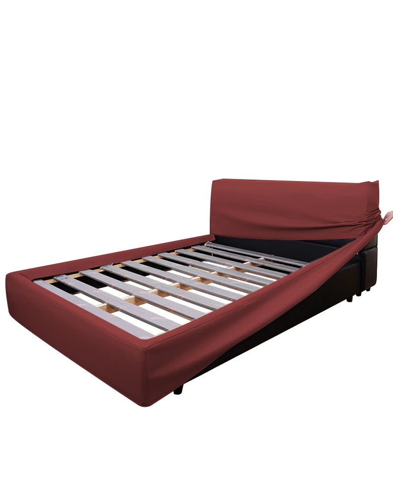 Lit plateforme rembourré + housse de tête de lit | Anthracite classique 