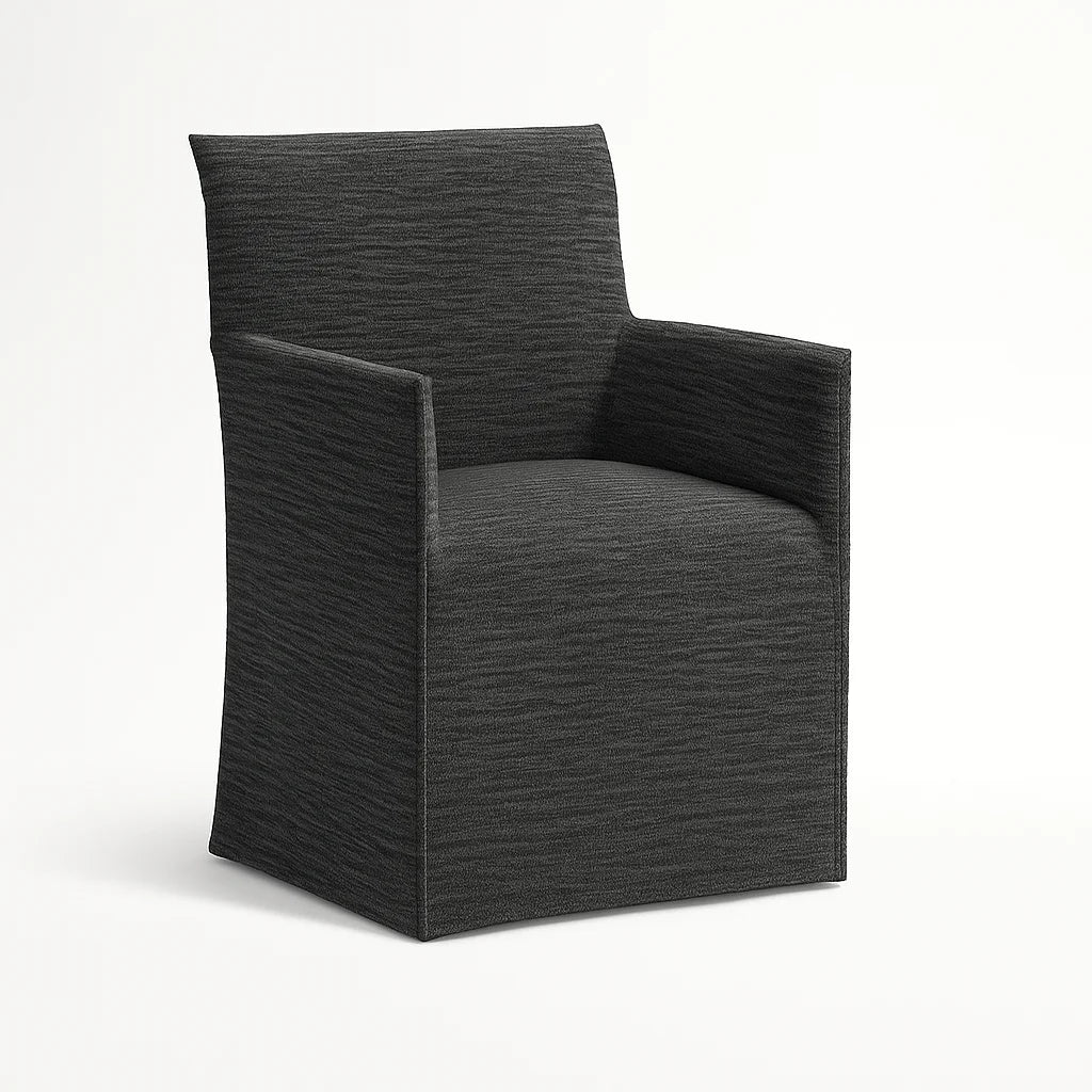 WX23006 Chenille Blossom Series | Long-Skirt Dining Chair with armrest Slipcover