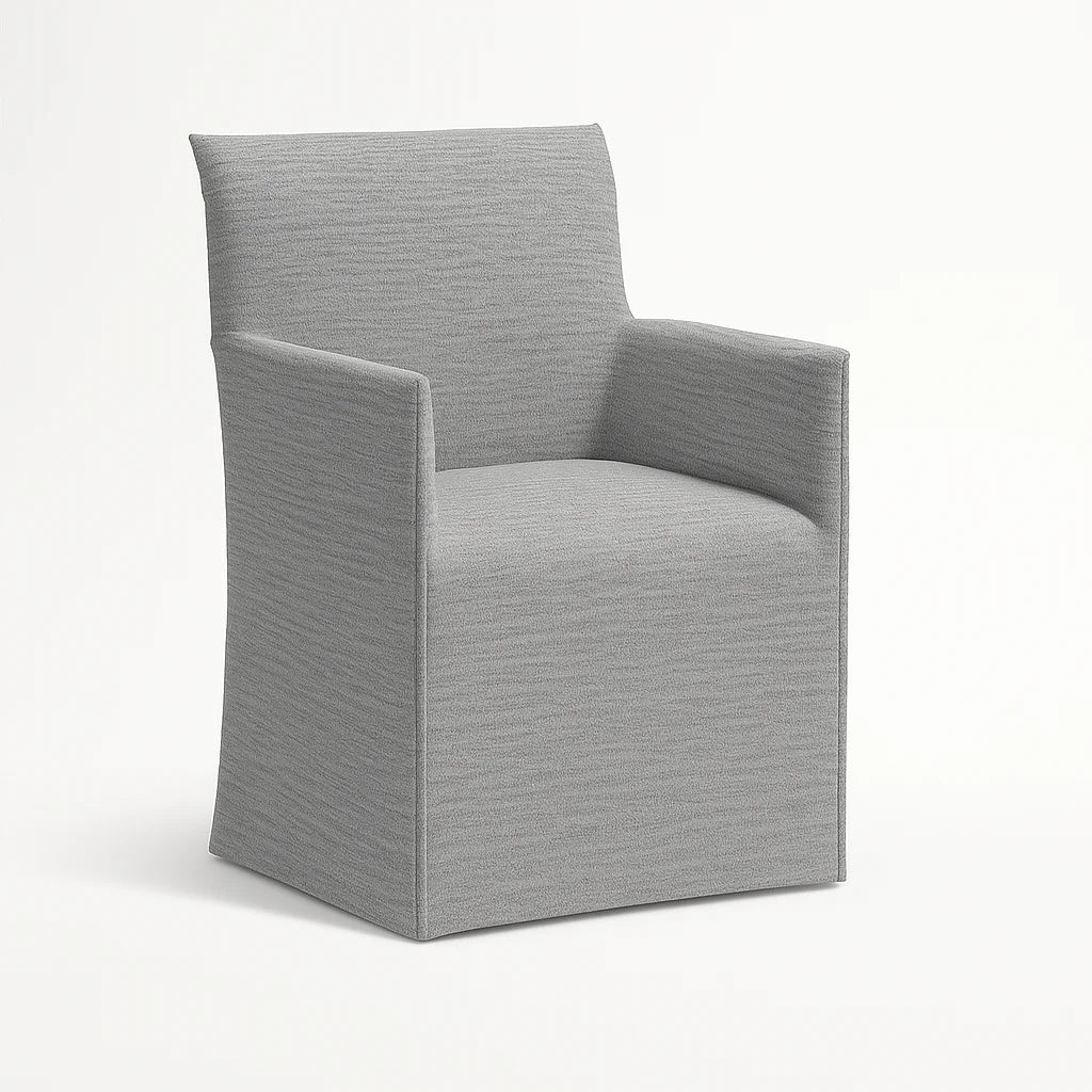 WX23006 Chenille Blossom Series | Long-Skirt Dining Chair with armrest Slipcover