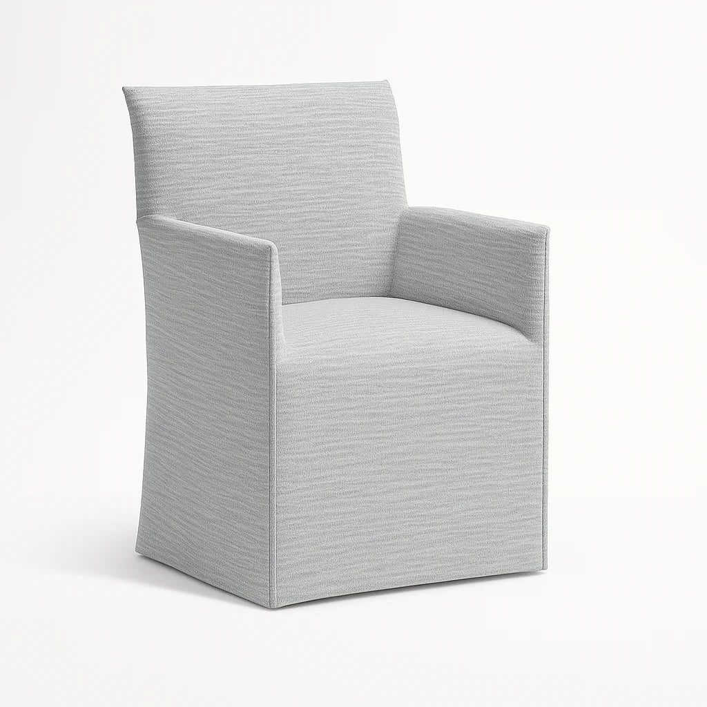 WX23006 Chenille Blossom Series | Long-Skirt Dining Chair with armrest Slipcover