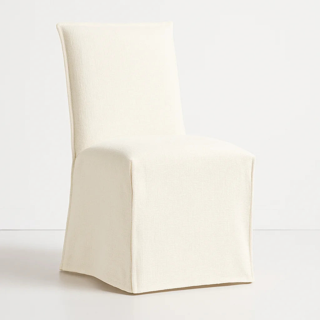 WX23006 Chenille Blossom Series | Long-Skirt Dining Chair Slipcover