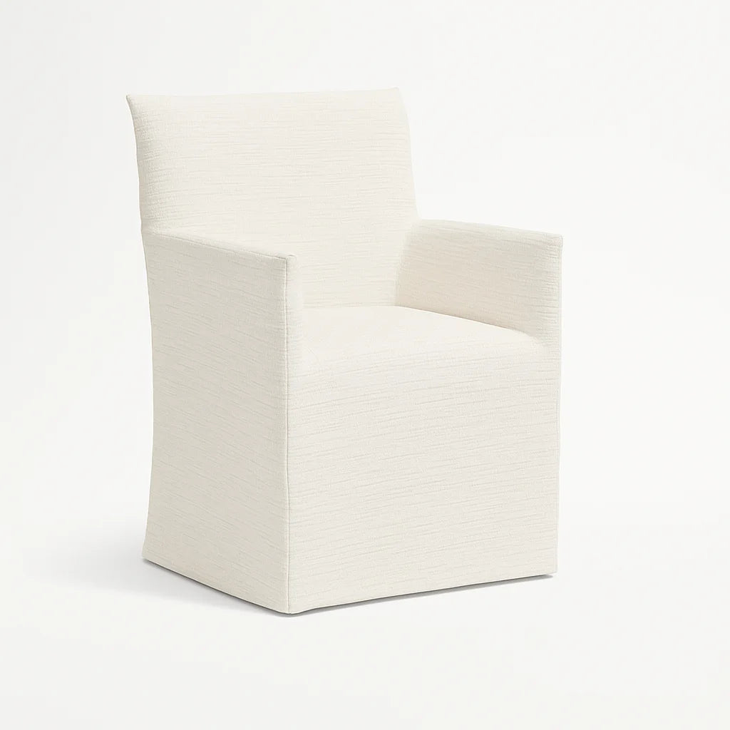 WX23006 Chenille Blossom Series | Long-Skirt Dining Chair with armrest Slipcover