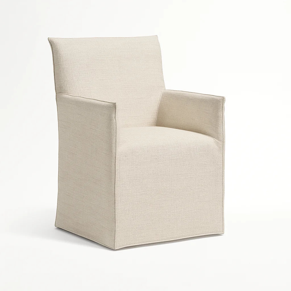 WX23006 Chenille Blossom Series | Long-Skirt Dining Chair with armrest Slipcover