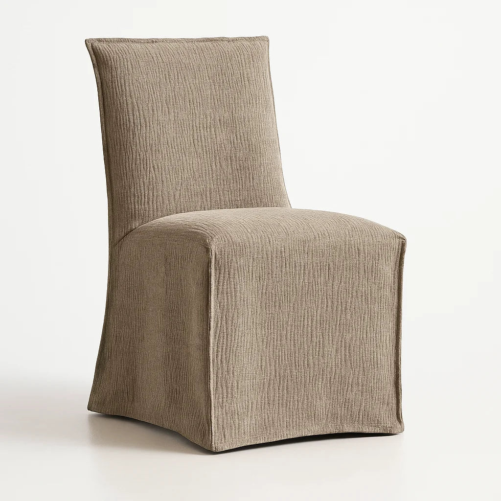 WX23006 Chenille Blossom Series | Long-Skirt Dining Chair Slipcover