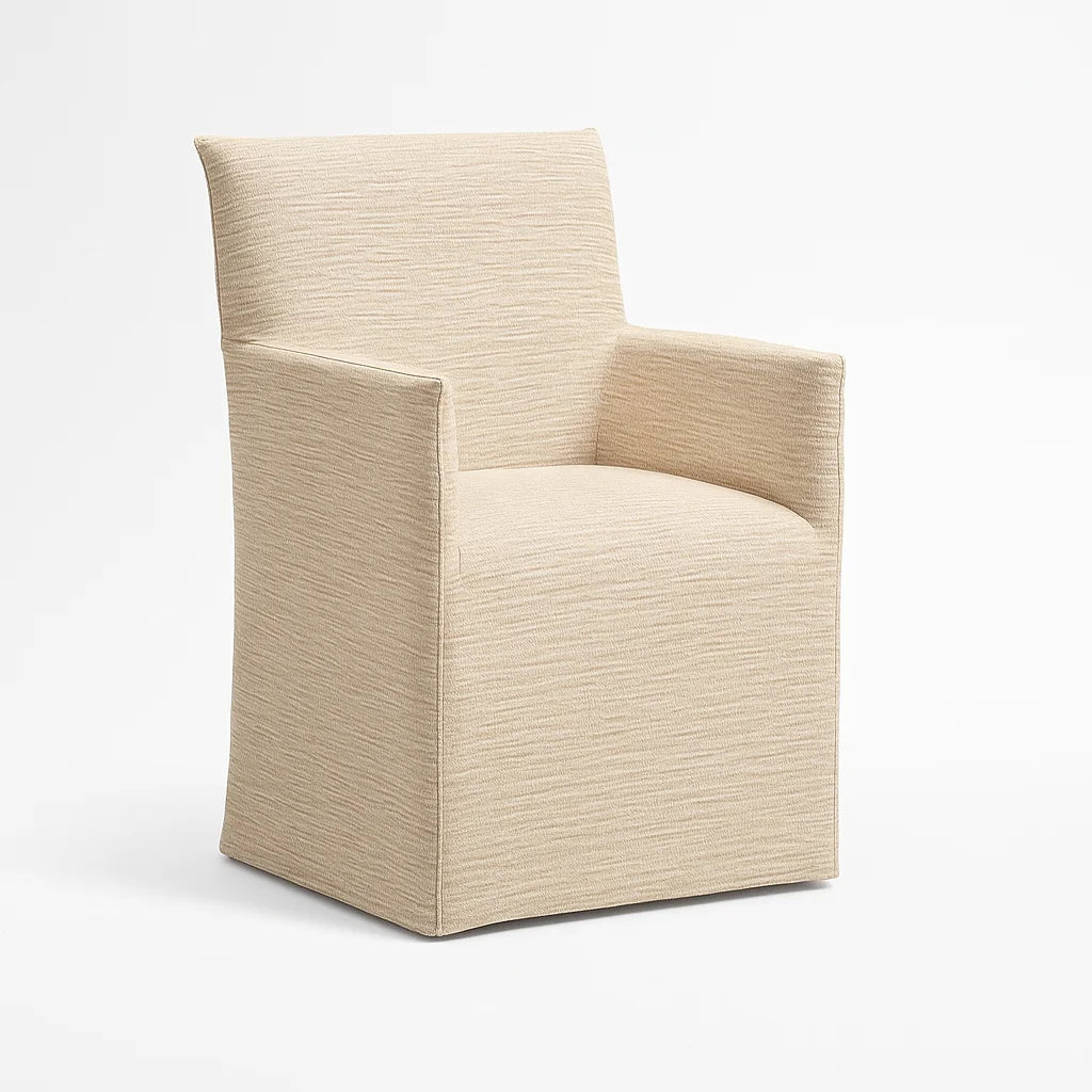 WX23006 Chenille Blossom Series | Long-Skirt Dining Chair with armrest Slipcover