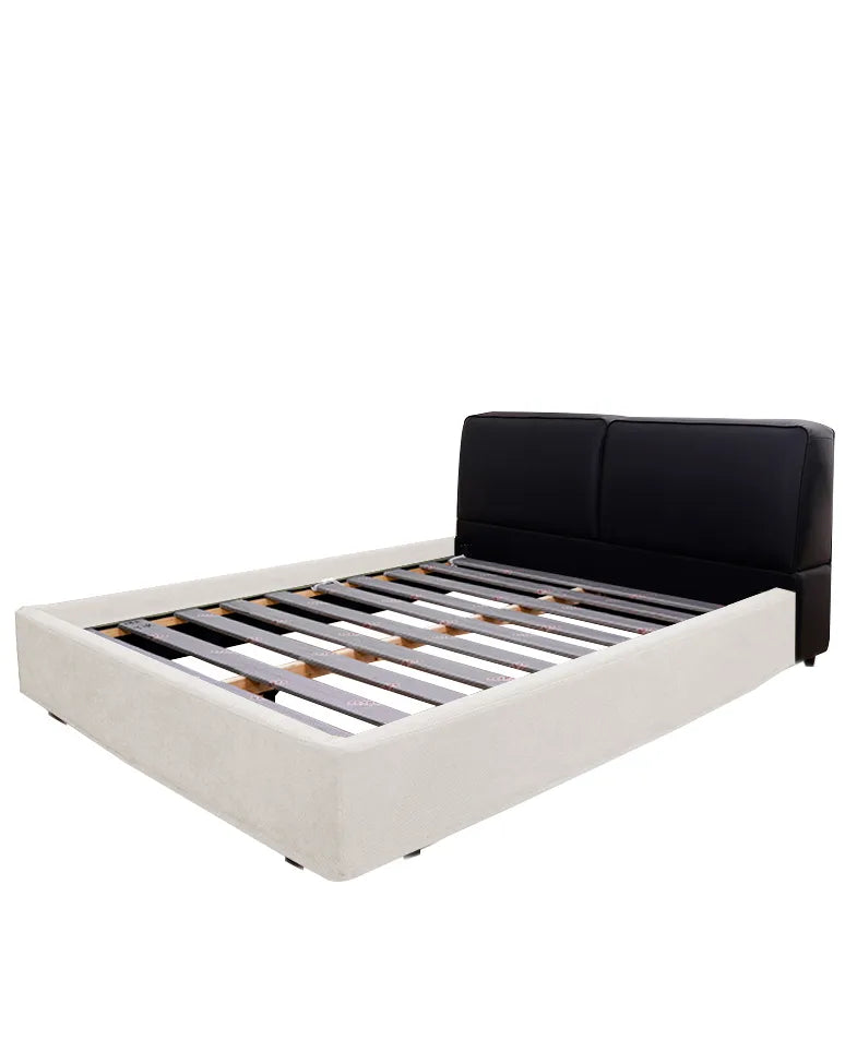 Upholstered Platform Bed + Headboard Cover | Elara Flax