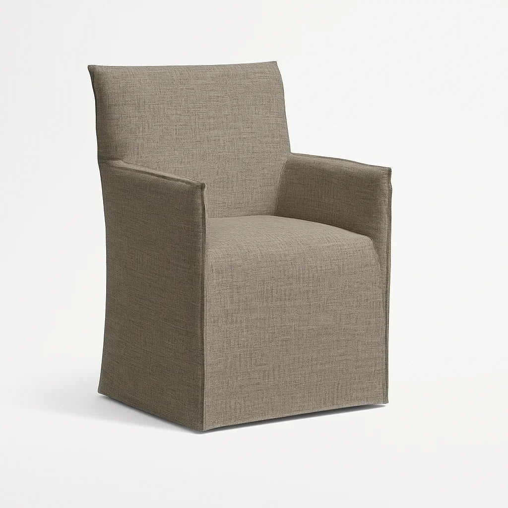 WX23006 Chenille Blossom Series | Long-Skirt Dining Chair with armrest Slipcover