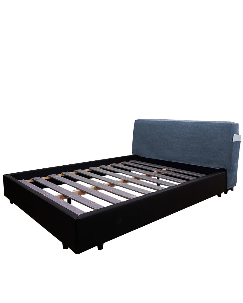 Upholstered Platform Bed + Headboard Cover | Elara Flax