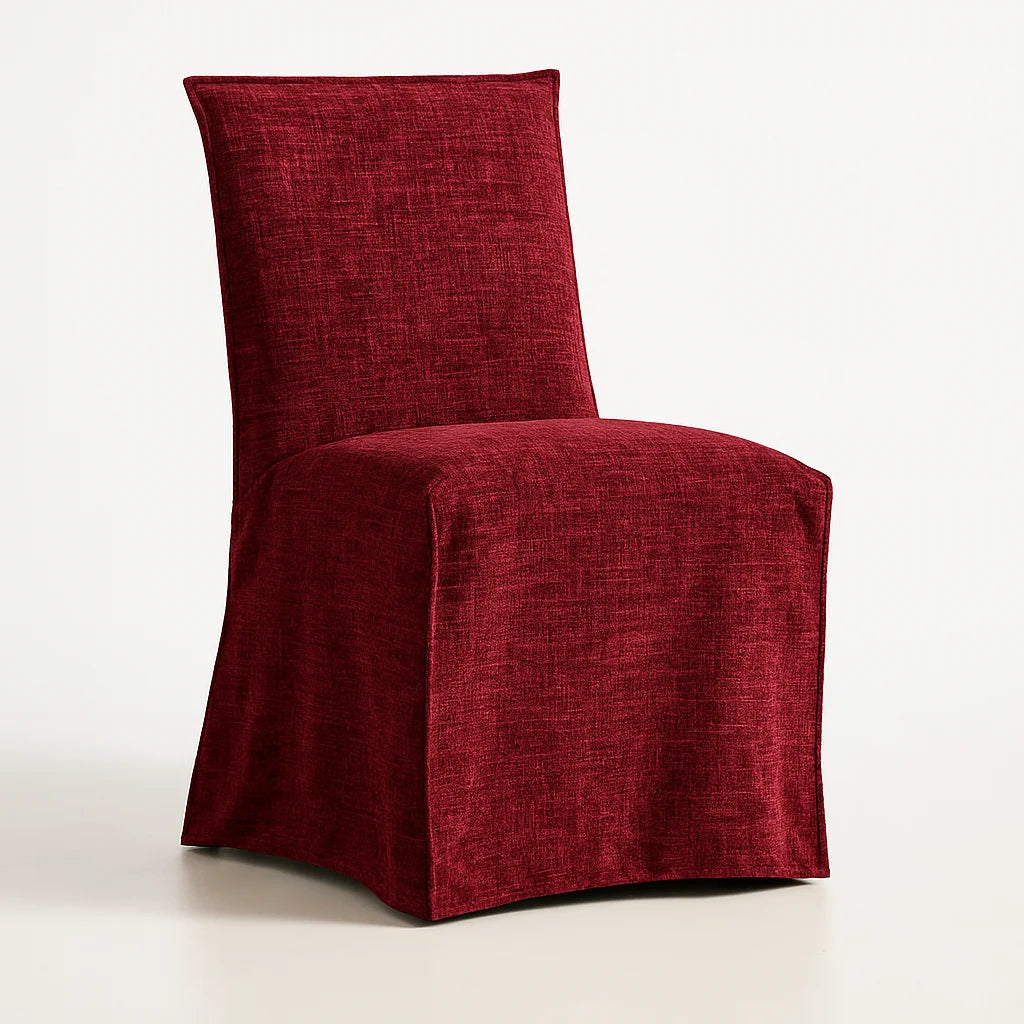 WX23006 Chenille Blossom Series | Long-Skirt Dining Chair Slipcover