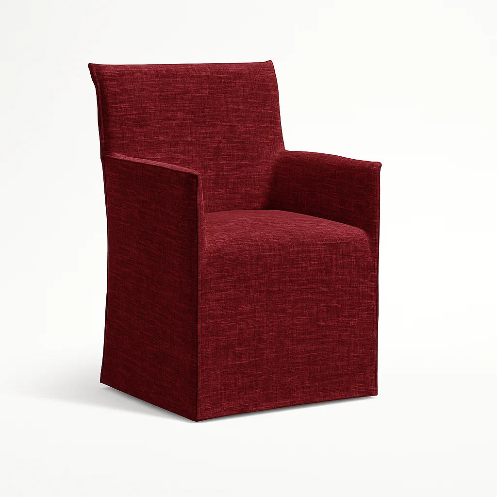 WX23006 Chenille Blossom Series | Long-Skirt Dining Chair with armrest Slipcover