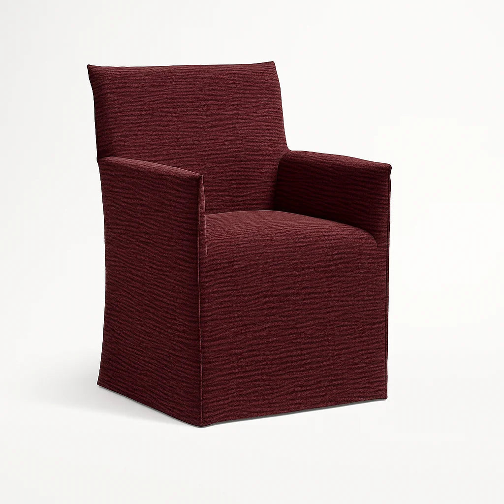 WX23006 Chenille Blossom Series | Long-Skirt Dining Chair with armrest Slipcover