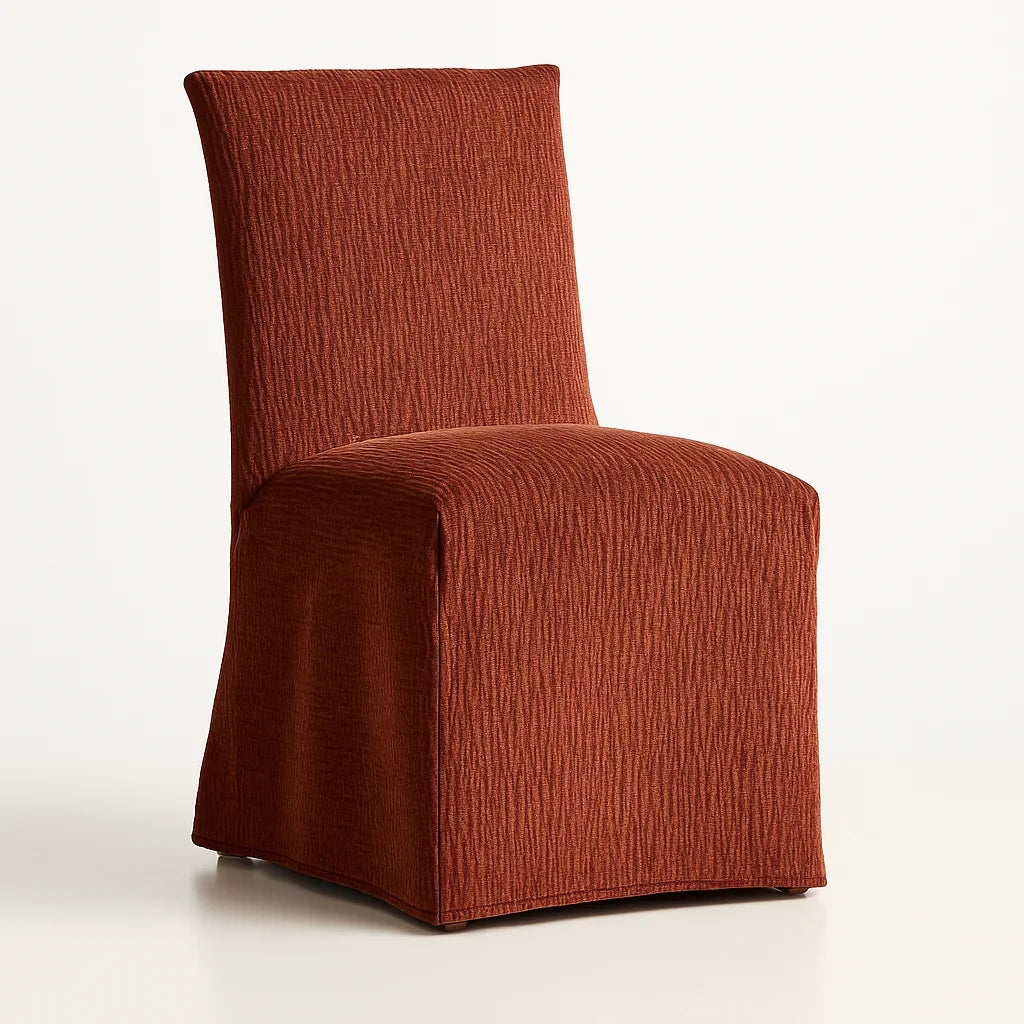 WX23006 Chenille Blossom Series | Long-Skirt Dining Chair Slipcover