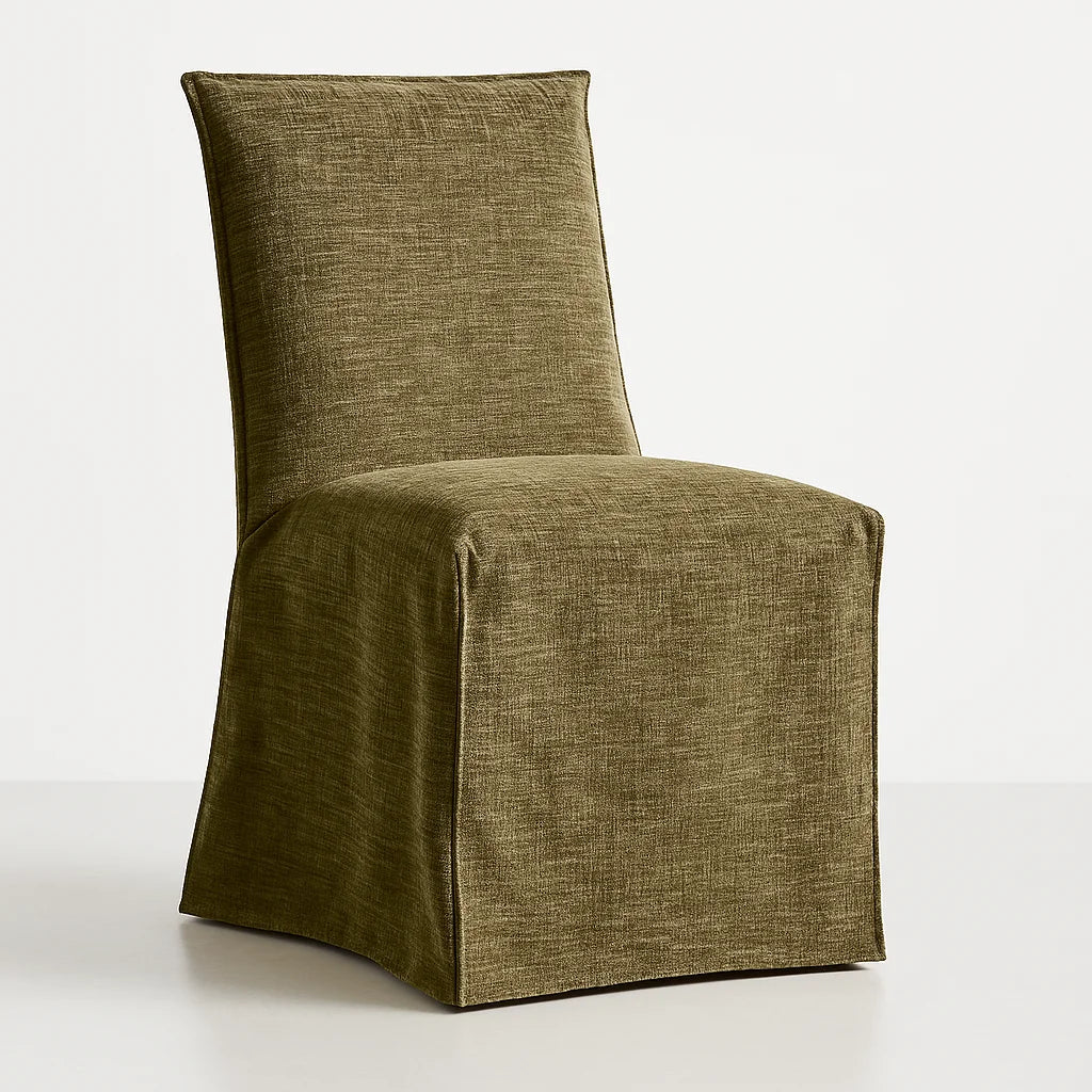 WX23006 Chenille Blossom Series | Long-Skirt Dining Chair Slipcover