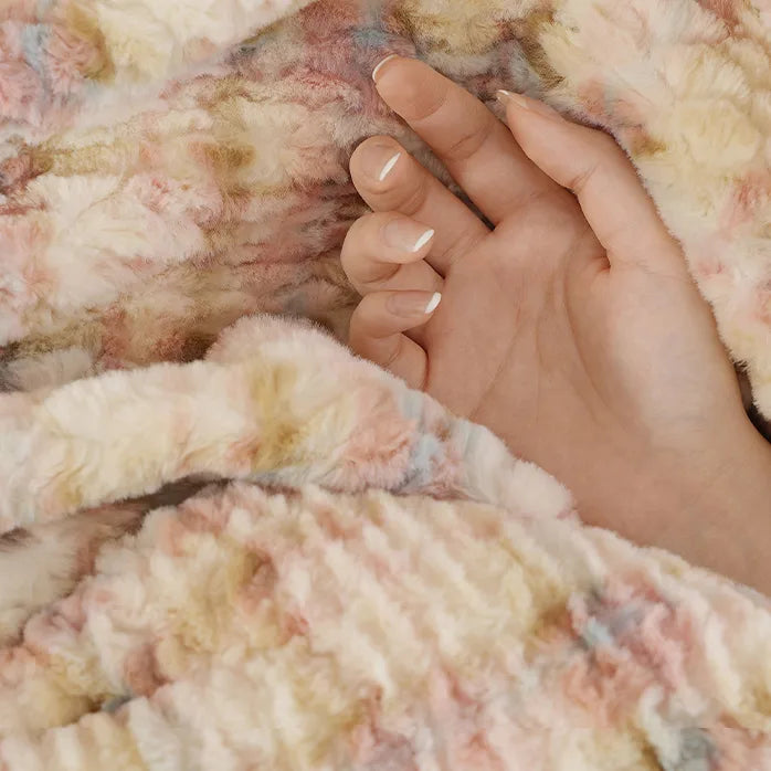 G 510 MistWeave Faux Bunny Fur Sofa Throw | Ultra-Soft, Fluffy, Dopamine Color Blanket for Cozy Home Decor