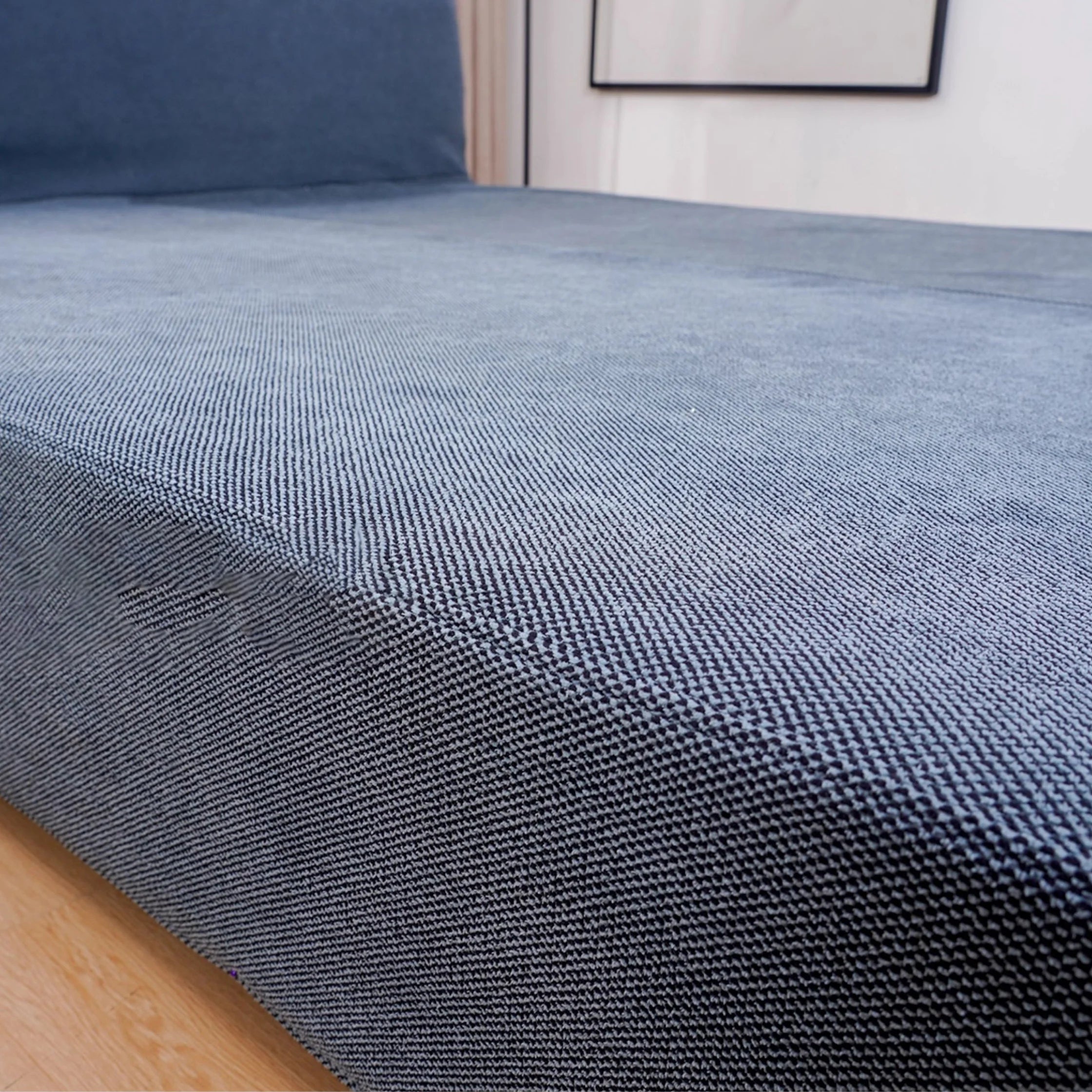 Bed Frame + Headboard Cover In Full | Midnight Indigo