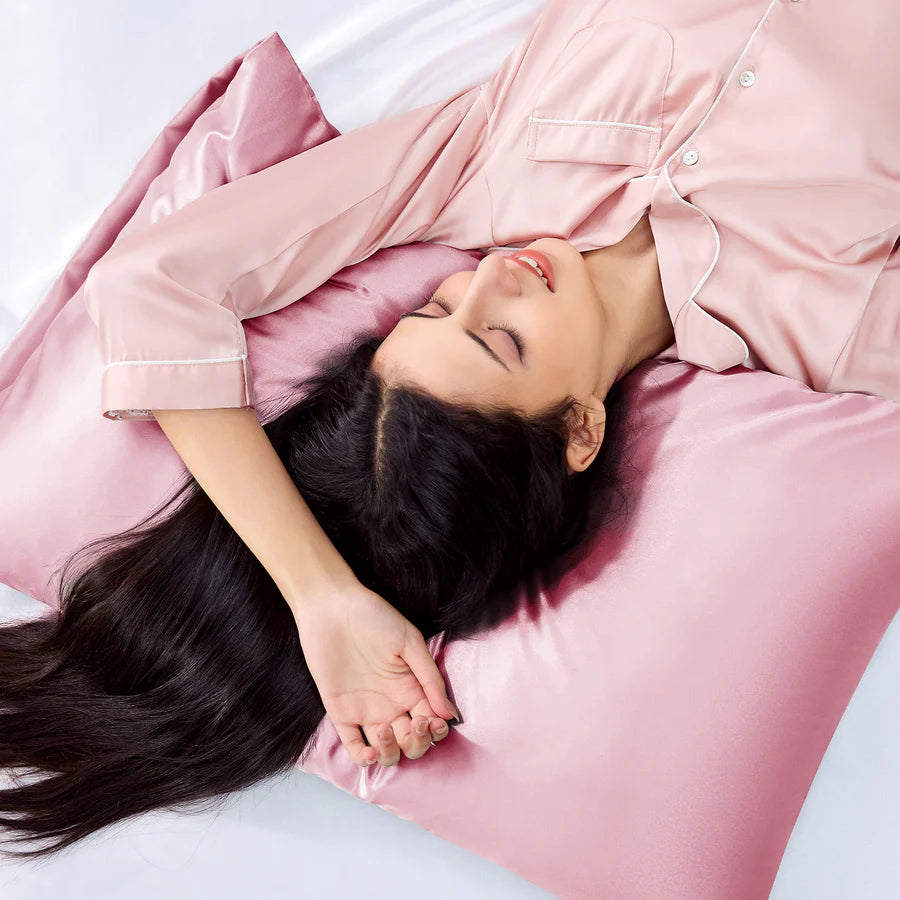 Solid Satin Silk Pillowcase 2 Pack - Pink