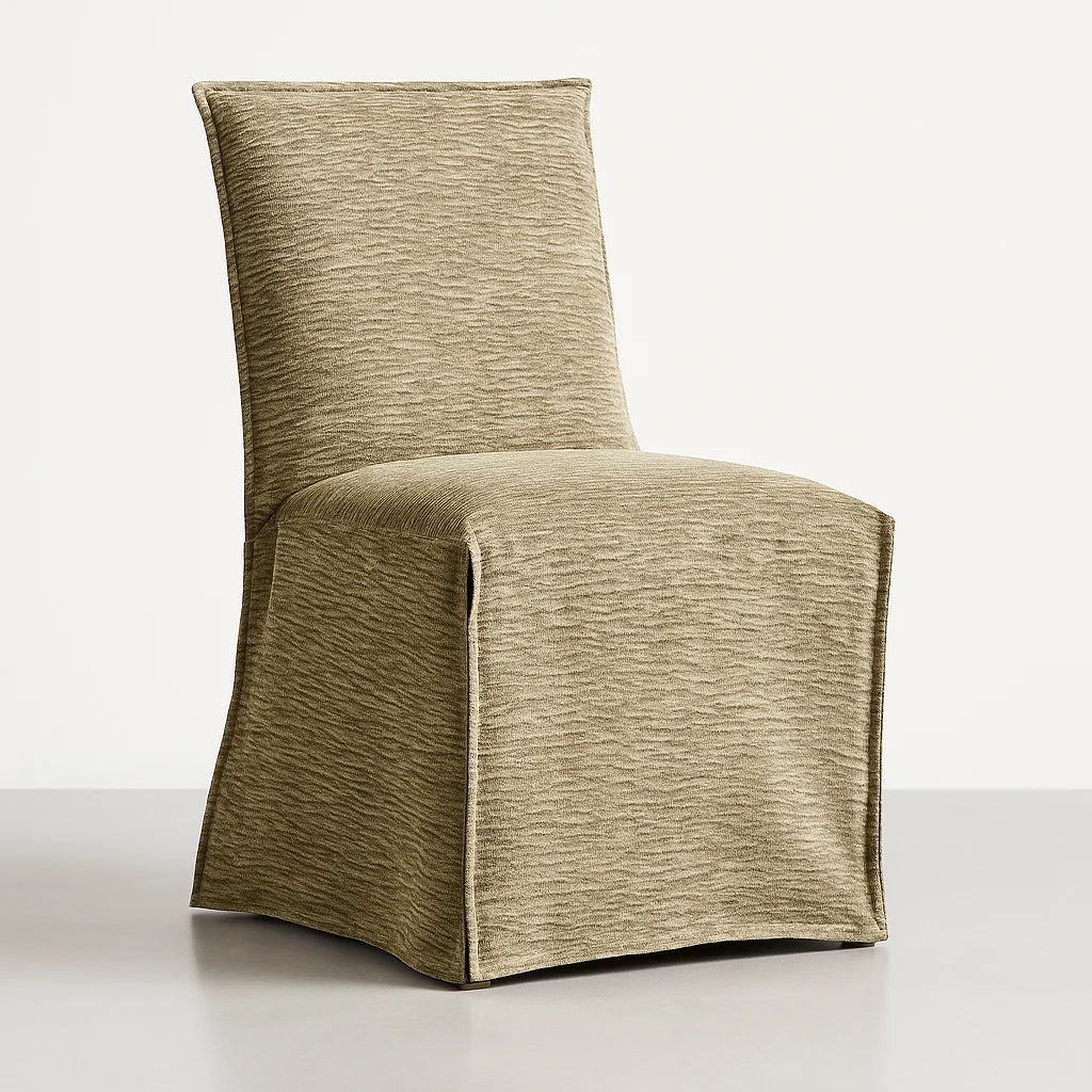 WX23006 Chenille Blossom Series | Long-Skirt Dining Chair Slipcover