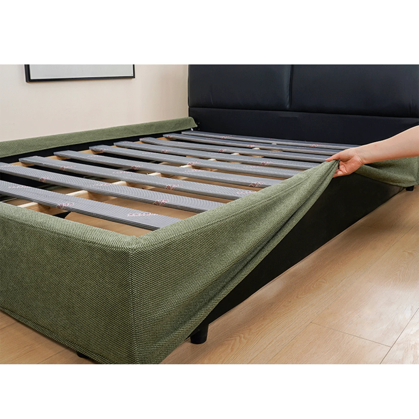 Customized Bed + Headboard Cover | Marlowe Spotted | Moss Green #1925-12