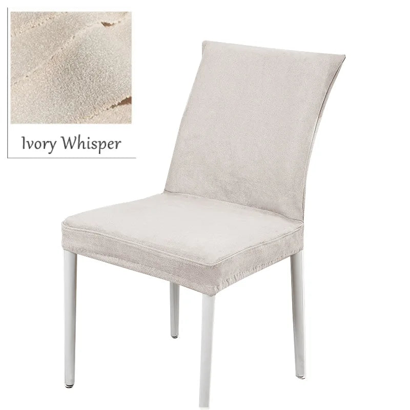 Custom Dining Chair Cover | Sienna Velour - Ivory Whisper
