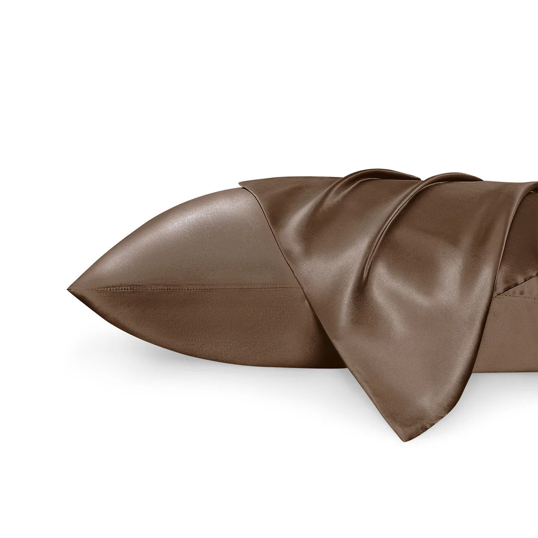 Solid Satin Silk Pillowcase 2 Pack - Beaver Fur
