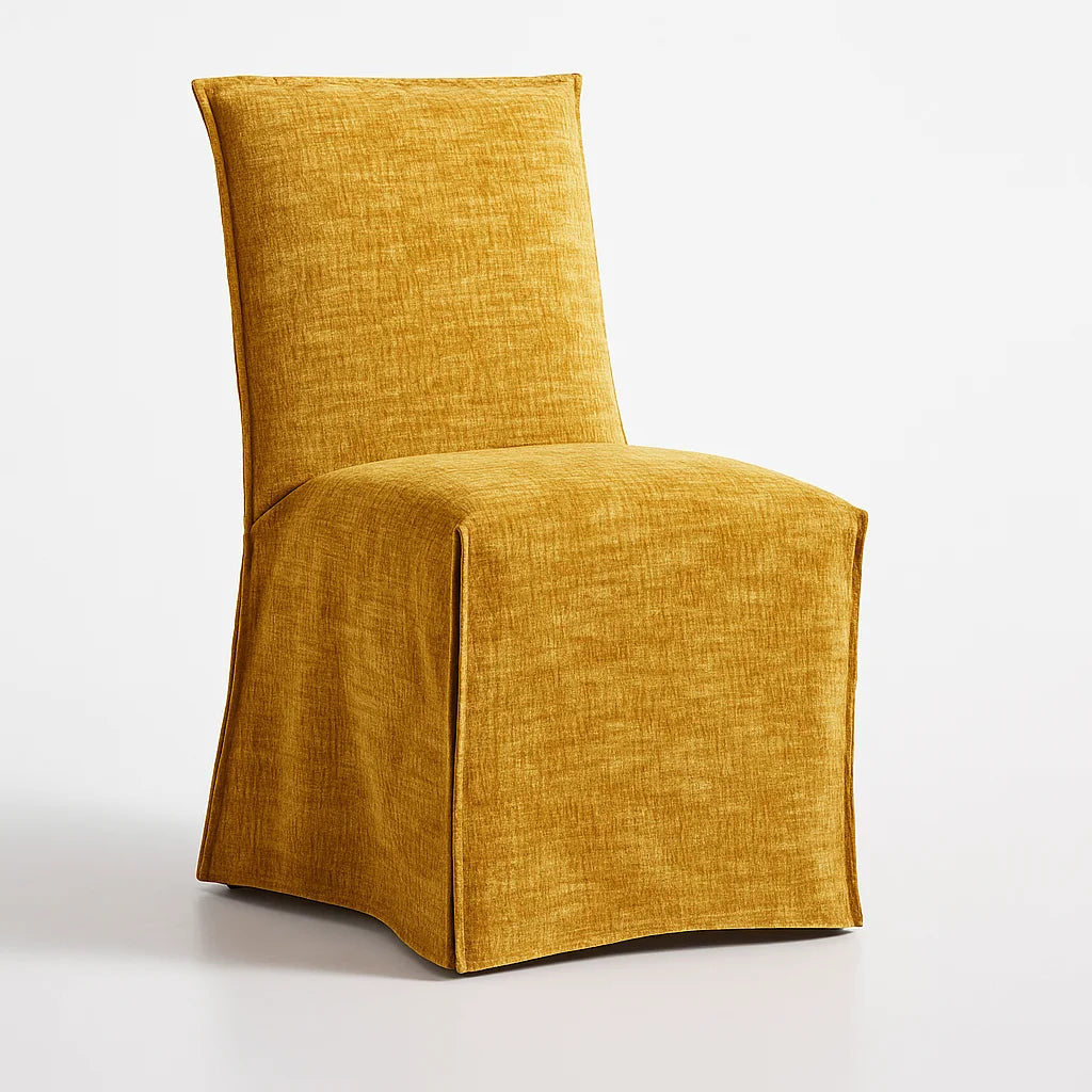 WX23006 Chenille Blossom Series | Long-Skirt Dining Chair Slipcover