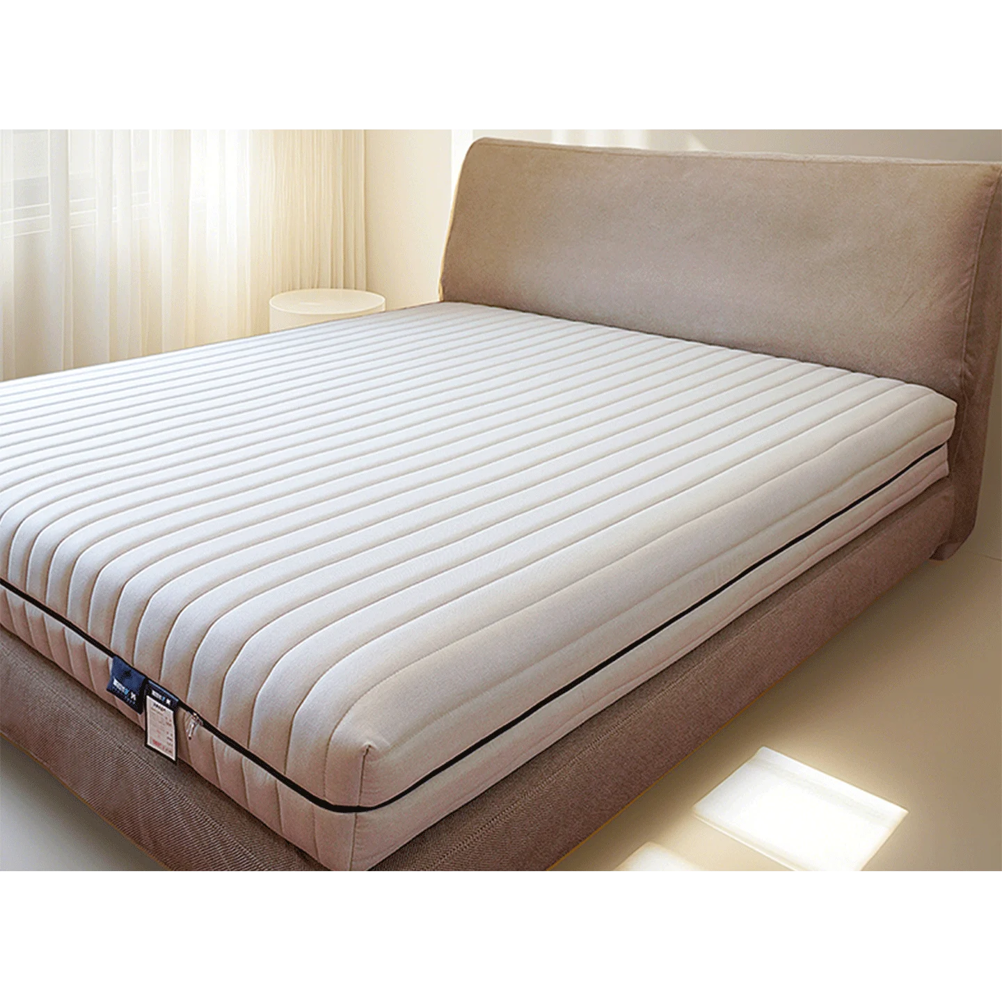 Cama de plataforma tapizada + funda para cabecero | Elara Flax 