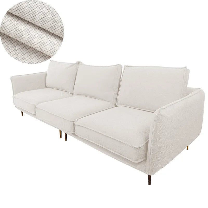 Custom Sofa Slipcover | Elara Flax- White