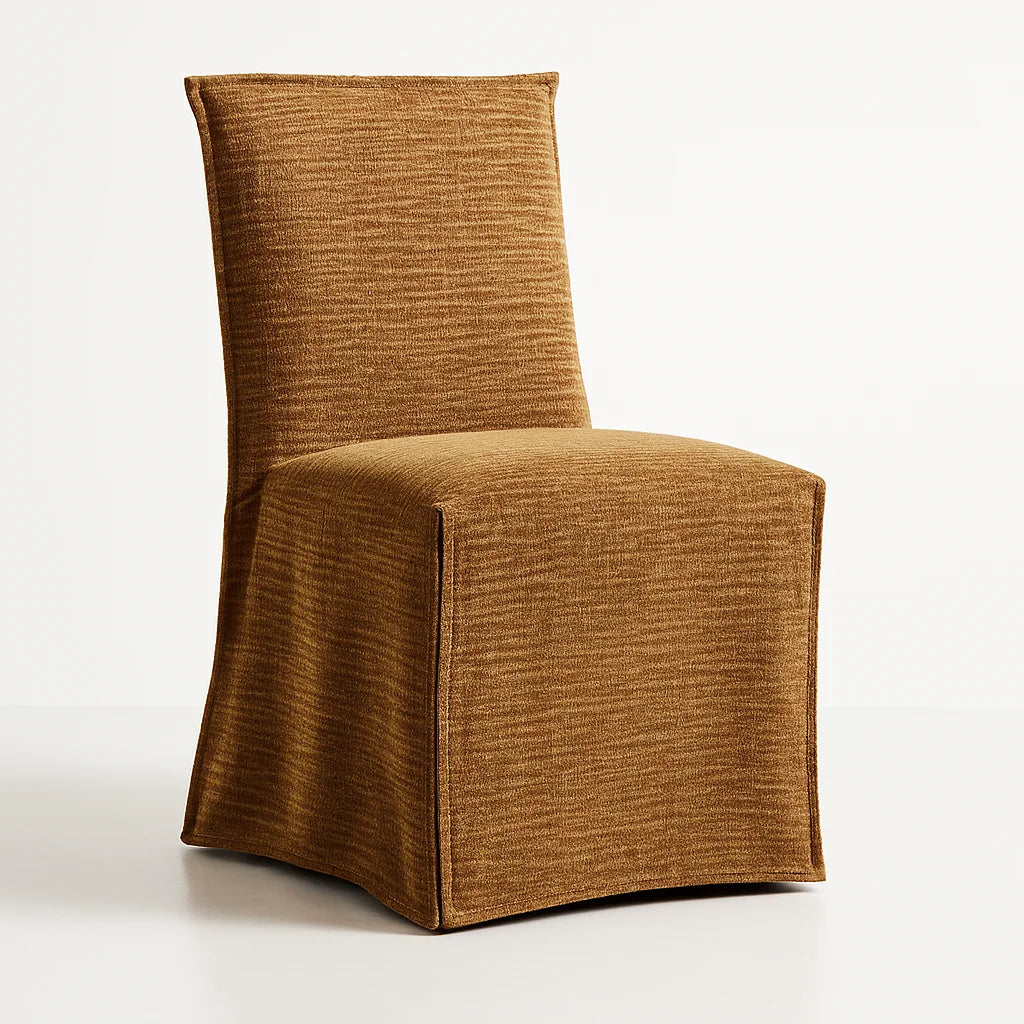 WX23006 Chenille Blossom Series | Long-Skirt Dining Chair Slipcover