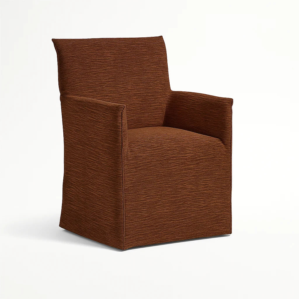 WX23006 Chenille Blossom Series | Long-Skirt Dining Chair with armrest Slipcover